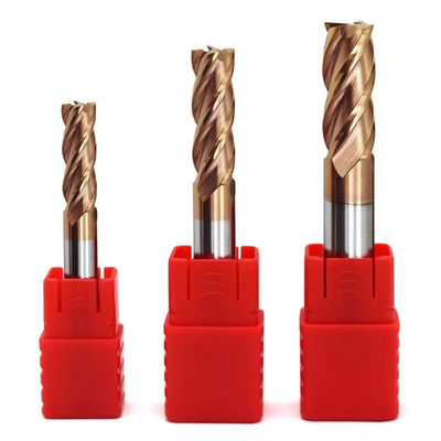 Bronze Coating Hrc45 Milling Cutters For Metal HSS 4 Flute End Mill High Toughness